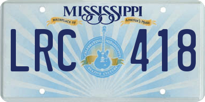 MS license plate LRC418