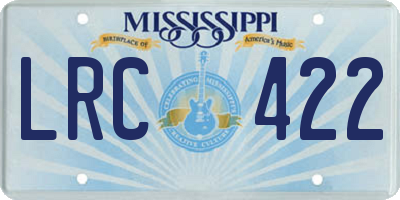 MS license plate LRC422