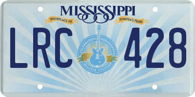 MS license plate LRC428