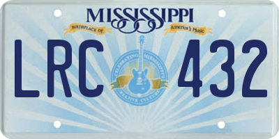 MS license plate LRC432