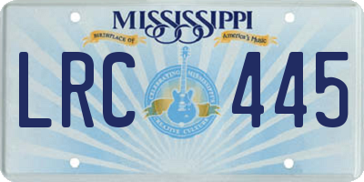 MS license plate LRC445