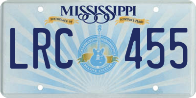 MS license plate LRC455