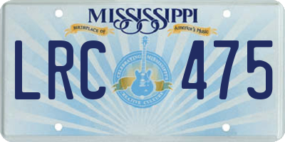 MS license plate LRC475