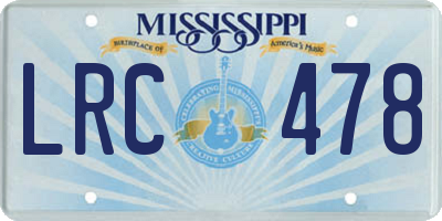 MS license plate LRC478