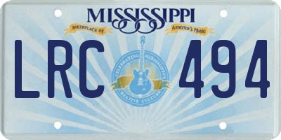 MS license plate LRC494