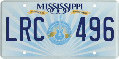 MS license plate LRC496