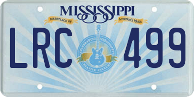 MS license plate LRC499