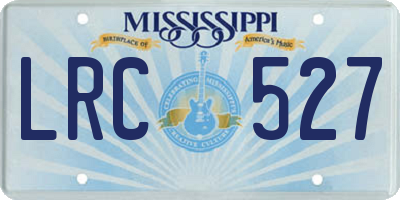 MS license plate LRC527