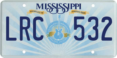 MS license plate LRC532