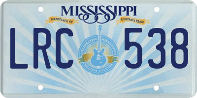 MS license plate LRC538