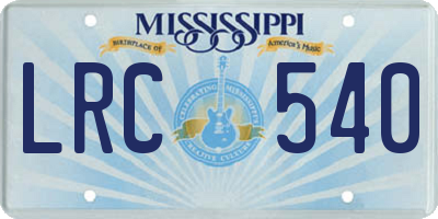MS license plate LRC540