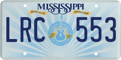 MS license plate LRC553