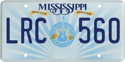 MS license plate LRC560