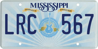 MS license plate LRC567