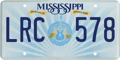 MS license plate LRC578