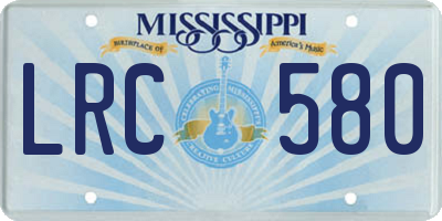 MS license plate LRC580