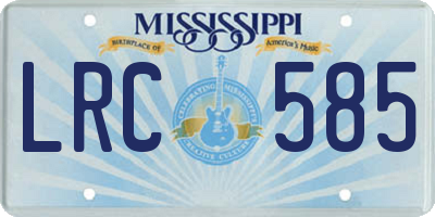 MS license plate LRC585