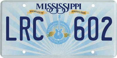 MS license plate LRC602