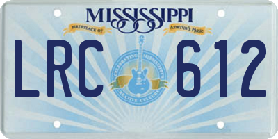 MS license plate LRC612