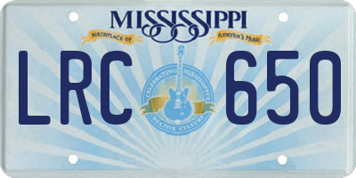 MS license plate LRC650