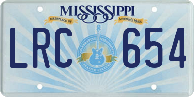 MS license plate LRC654