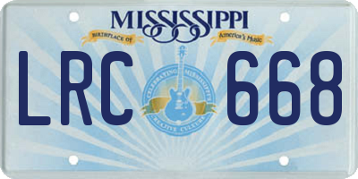 MS license plate LRC668