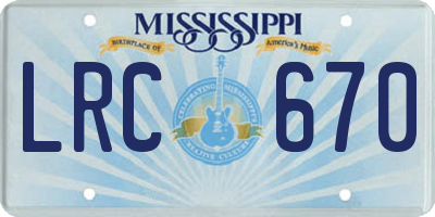 MS license plate LRC670