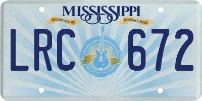 MS license plate LRC672