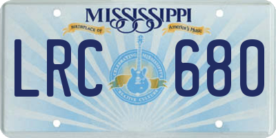 MS license plate LRC680