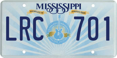 MS license plate LRC701
