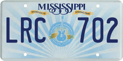 MS license plate LRC702