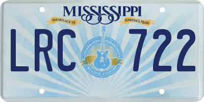 MS license plate LRC722