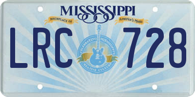 MS license plate LRC728