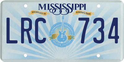 MS license plate LRC734