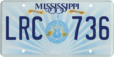 MS license plate LRC736