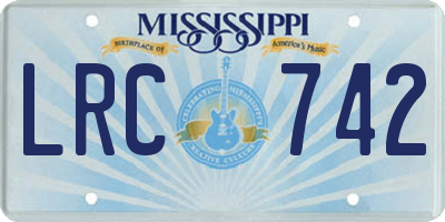 MS license plate LRC742