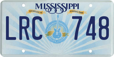 MS license plate LRC748