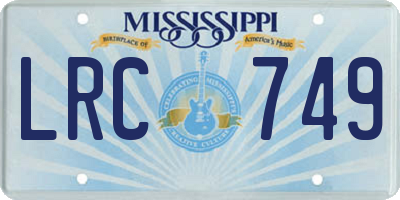 MS license plate LRC749