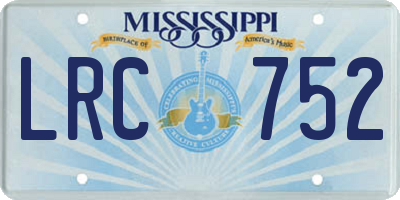 MS license plate LRC752