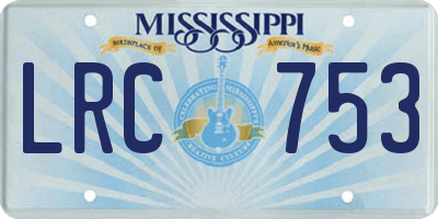MS license plate LRC753