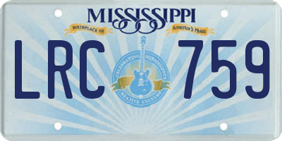 MS license plate LRC759