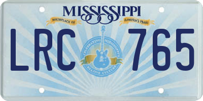 MS license plate LRC765