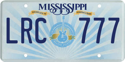MS license plate LRC777