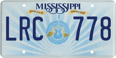 MS license plate LRC778