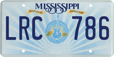 MS license plate LRC786