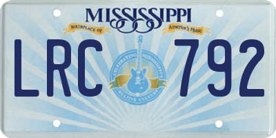 MS license plate LRC792