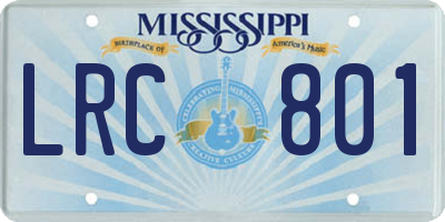 MS license plate LRC801