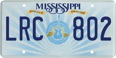 MS license plate LRC802