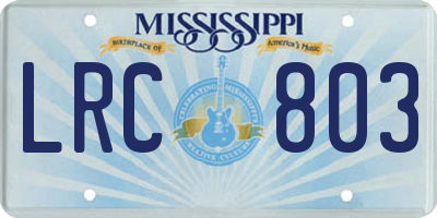 MS license plate LRC803