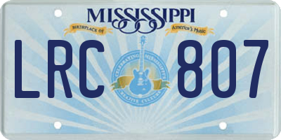 MS license plate LRC807